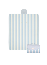 Folded compact play mat with handle and logo detail – toddlekind portable water resistant wander grande play mat mykonos for portability. Alt Img
