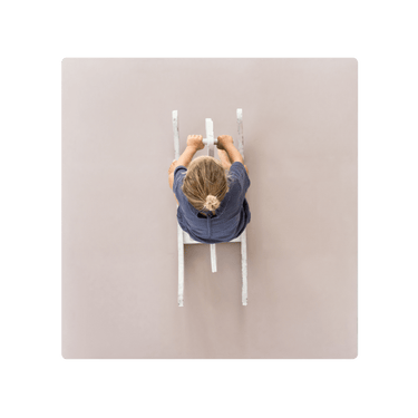 Minimal lifestyle shot of child riding toy on toddlekind baby toddler foam modern puzzle play mat classic blush. Alt Img