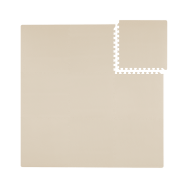 Flat lay of interlocking foam tiles from toddlekind baby toddler foam modern puzzle play mat classic clay.