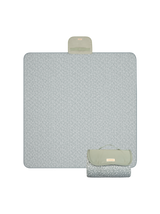 Flat lay of reversible play mat with sage green tone underside – toddlekind portable water resistant wander classic play mat btoanical sage showcasing flat and folded design. Alt Img