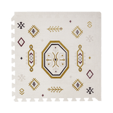 Close-up of single tile with geometric pattern from the toddlekind baby toddler foam modern designer puzzle play mat haven amira golden clay. Alt Img