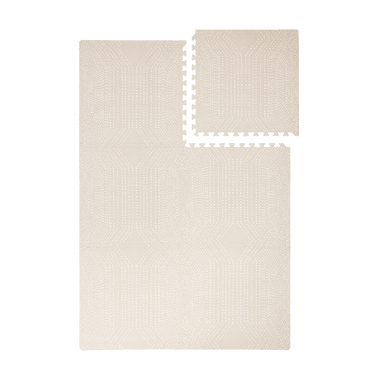 Interlocking foam tiles with one tile removed from toddlekind baby toddler foam modern designer puzzle play mat haven deco ecru.