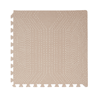 Close-up of a single textured tile with geometric pattern from the toddlekind baby toddler foam modern designer puzzle play mat haven deco latte. Alt Img