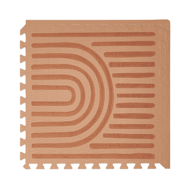 Close-up of a single textured tile with curved pattern from the toddlekind baby toddler foam modern designer puzzle play mat haven linear camel. Alt Img