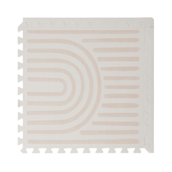 Close-up of a single textured tile with curved linear pattern from the toddlekind baby toddler foam modern designer puzzle play mat haven linear linen. Alt Img