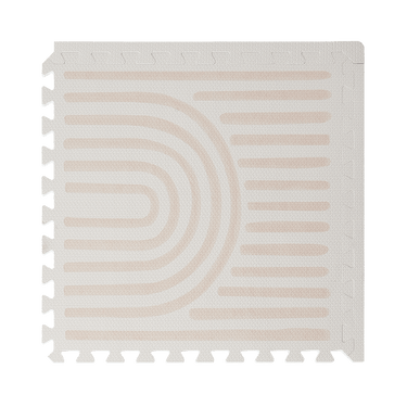 Close-up of a single textured tile with curved linear pattern from the toddlekind baby toddler foam modern designer puzzle play mat haven linear linen. Alt Img