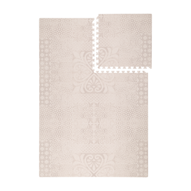 Interlocking tile layout with one piece removed showing the toddlekind baby toddler foam modern designer puzzle play mat haven aria maple.