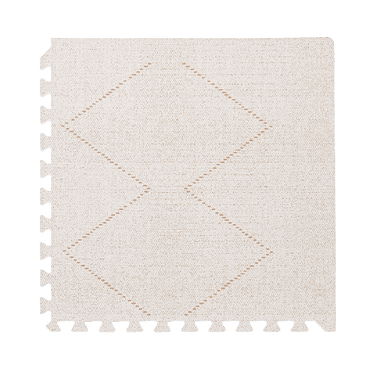 Close-up of a single textured tile with subtle diamond pattern from the toddlekind baby toddler foam modern designer puzzle play mat haven tulum bone. Alt Img