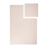 Interlocking neutral tiles with one tile removed from toddlekind baby toddler foam modern designer puzzle play mat haven wild dune.