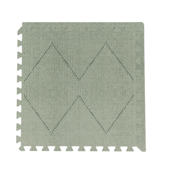 Single foam tile close-up with geometric pattern and edge detail from the toddlekind baby toddler foam modern designer puzzle play mat haven tulum agave. Alt Img