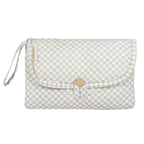 Closed toddlekind baby portable changing clutch mini maven check oat with strap for easy carrying and travel.