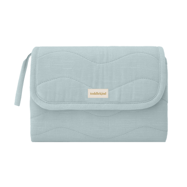 Closed toddlekind baby portable changing clutch mini maven slate with strap for easy travel and storage.
