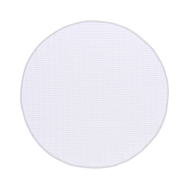 Full round view of organic cotton padded baby toddler toddlekind play mat tummy time quilted snuggle mat stone stripes texture.