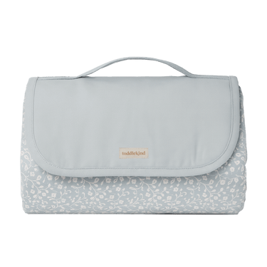 Folded and packed floral play mat with carry handle – toddlekind portable water resistant wander grande play mat for easy travel and storage. Alt Img
