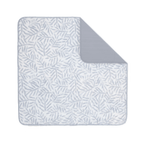 Flat lay of leaf-pattern play mat with corner fold detail – toddlekind portable water resistant wander classic play mat ocean stone showcasing design. Alt Img