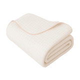 Folded toddlekind 3 layer cotton muslin baby blanket kind cloth blush displaying soft layered design and lightweight feel. Alt Img