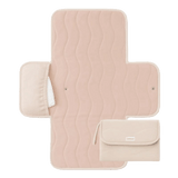 Open and folded view of toddlekind baby portable changing clutch mini maven blush showing functional portable design. Alt Img