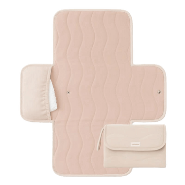 Open and folded view of toddlekind baby portable changing clutch mini maven blush showing functional portable design. Alt Img