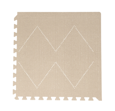 Close-up of a single textured foam tile with diamond pattern from the toddlekind baby toddler foam modern designer puzzle play mat haven tulum dessert caliza. Alt Img