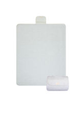 Folded compact play mat with handle and logo detail – toddlekind portable water resistant wander grande play mat slate for portability.  Alt Img