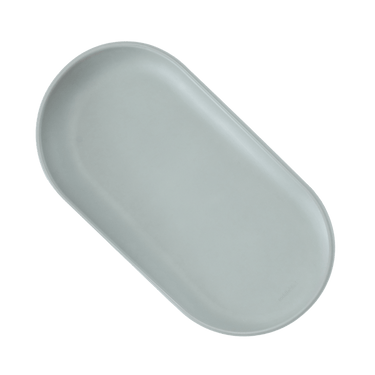 Top angled view of toddlekind baby foam changing pad nest pad sage highlighting curved supportive form.
