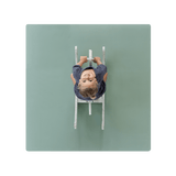 Overhead view of smiling toddler on ride-on toy on toddlekind baby toddler foam modern puzzle play mat classic moss. Alt Img
