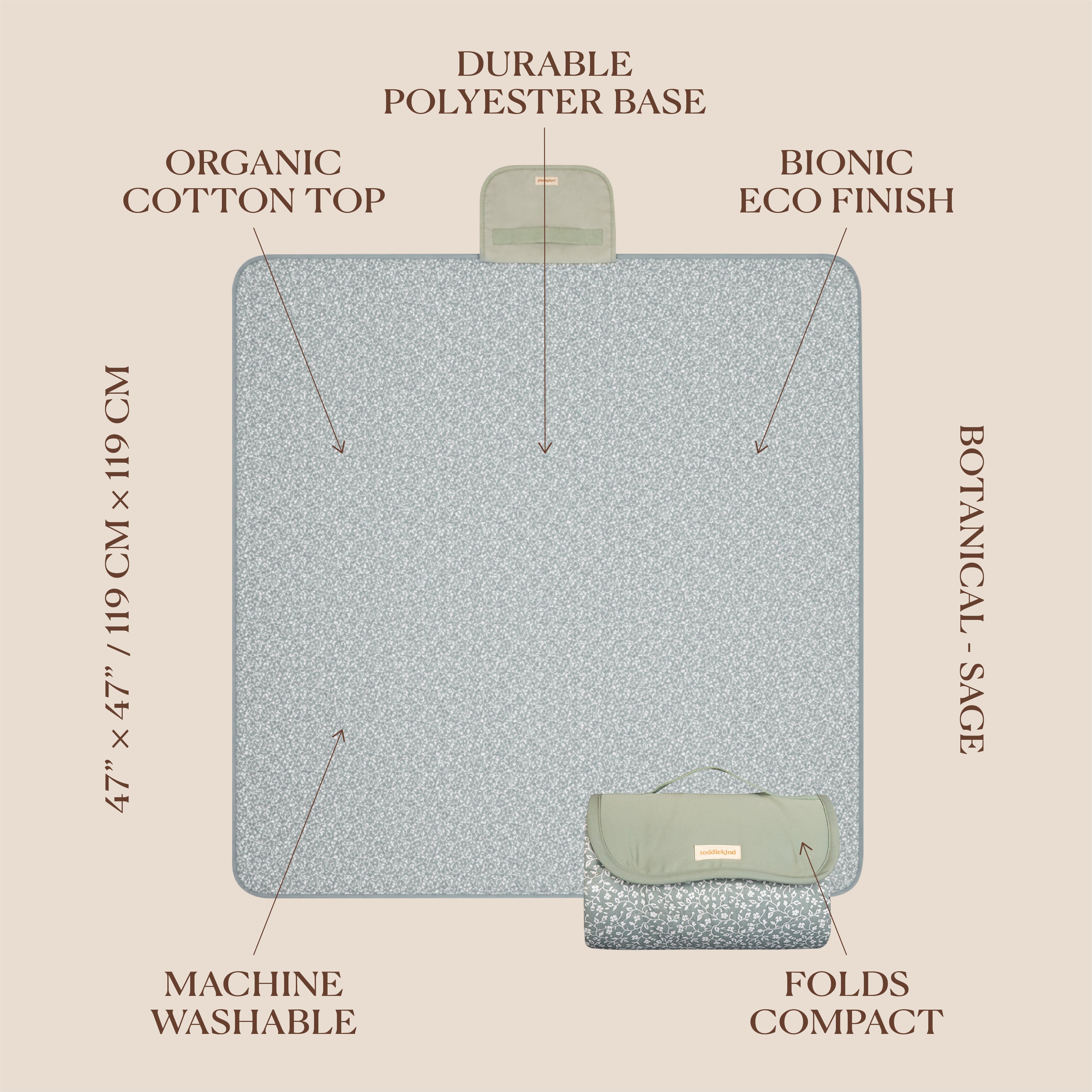 Portable Wander Classic Playmat | Botanical, Sage | Toddlekind