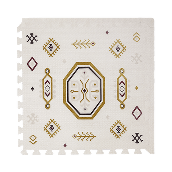 Close-up of single tile with geometric pattern from the toddlekind baby toddler foam modern designer puzzle play mat haven amira golden clay. Alt Img

