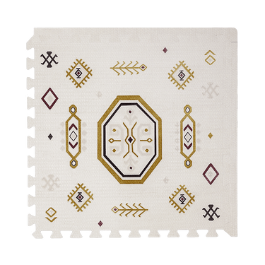 Close-up of single tile with geometric pattern from the toddlekind baby toddler foam modern designer puzzle play mat haven amira golden clay. Alt Img
