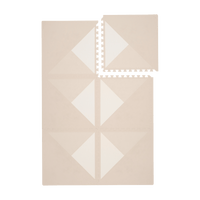 Interlocking neutral tiles with one tile removed from toddlekind baby toddler foam modern designer puzzle play mat haven kyte mocha.
