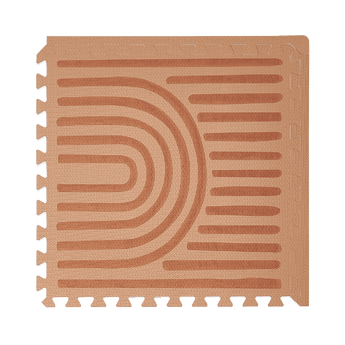 Close-up of a single textured tile with curved pattern from the toddlekind baby toddler foam modern designer puzzle play mat haven linear camel. Alt Img
