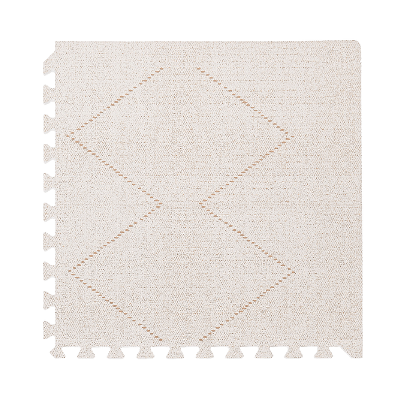 Close-up of a single textured tile with subtle diamond pattern from the toddlekind baby toddler foam modern designer puzzle play mat haven tulum bone. Alt Img
