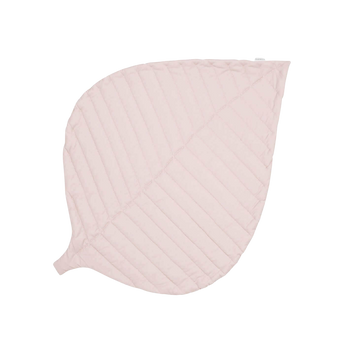 Full product view of organic cotton padded baby toddler play mat tummy time quilted leaf mat blush showing toddlekind leaf-shaped quilted design. Alt Img

