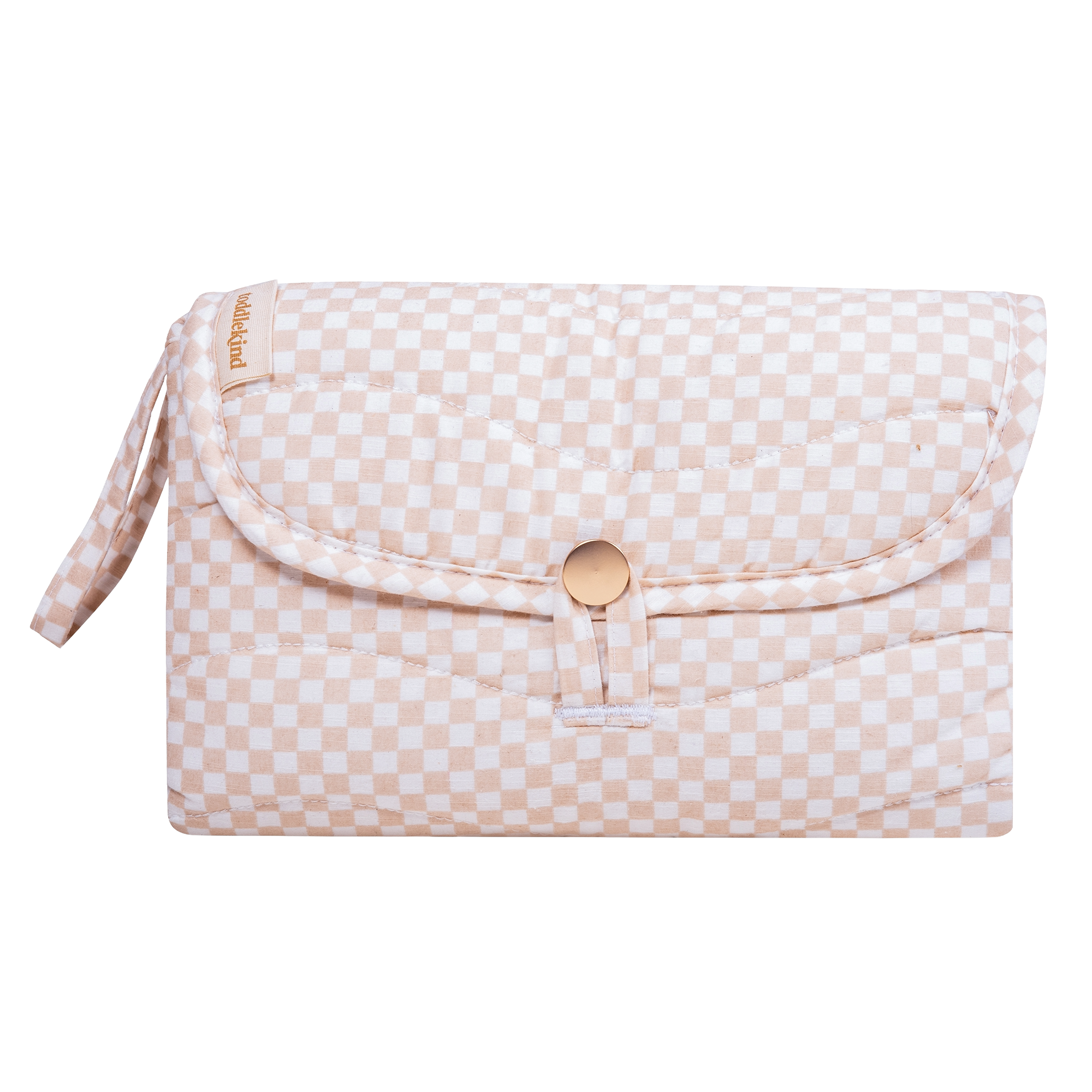 Closed toddlekind baby portable changing clutch mini maven check powder with strap for easy carrying and travel. Alt Img