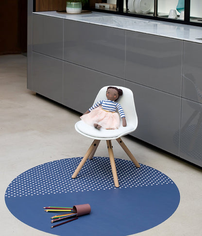 Premium High Chair Splat Mats | Spotted - Blue Pansay