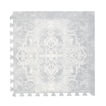 Single foam puzzle tile with ornate vintage-inspired pattern detail, highlighting texture and edge design of the toddlekind baby toddler foam modern designer puzzle play mat haven parisa pearl blue.
Alt Img
