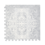 Single foam puzzle tile with ornate vintage-inspired pattern detail, highlighting texture and edge design of the toddlekind baby toddler foam modern designer puzzle play mat haven parisa pearl blue.
Alt Img
