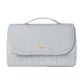 Folded and packed floral play mat with carry handle – toddlekind portable water resistant wander grande play mat for easy travel and storage. Alt Img
