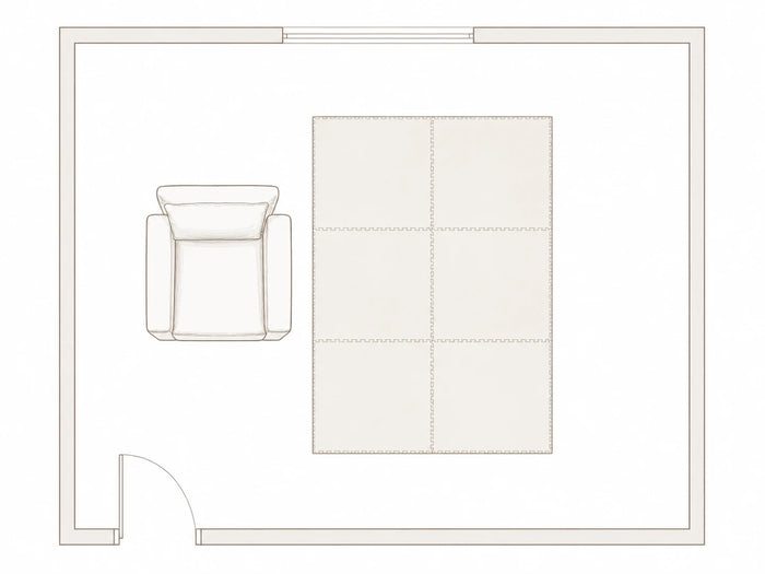 4 by 6 ft mat floor plan with an armchair