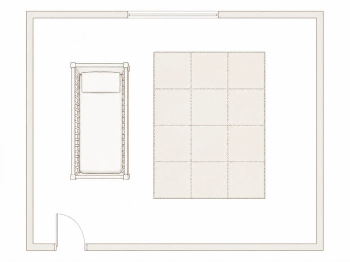 6 by 8 ft mat floor plan with a crib