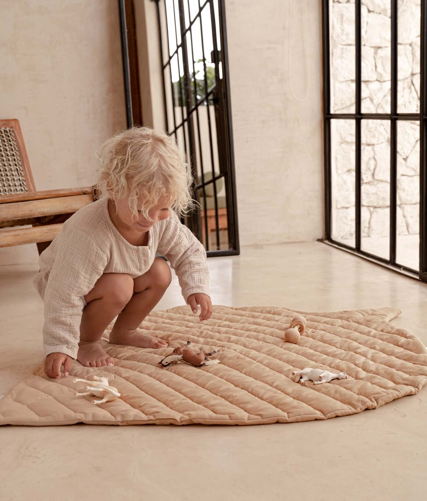 Leaf Organic Cotton Playmats | Sandstone