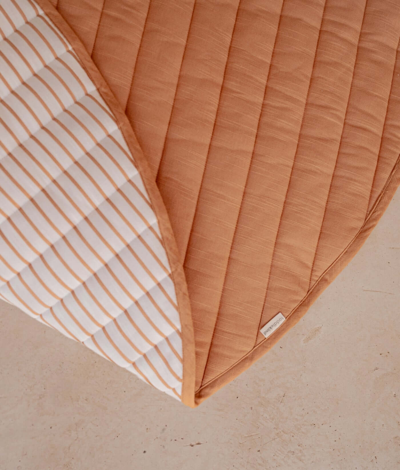 Quilted Cotton Reversible Playmats | Stripes - Camel
