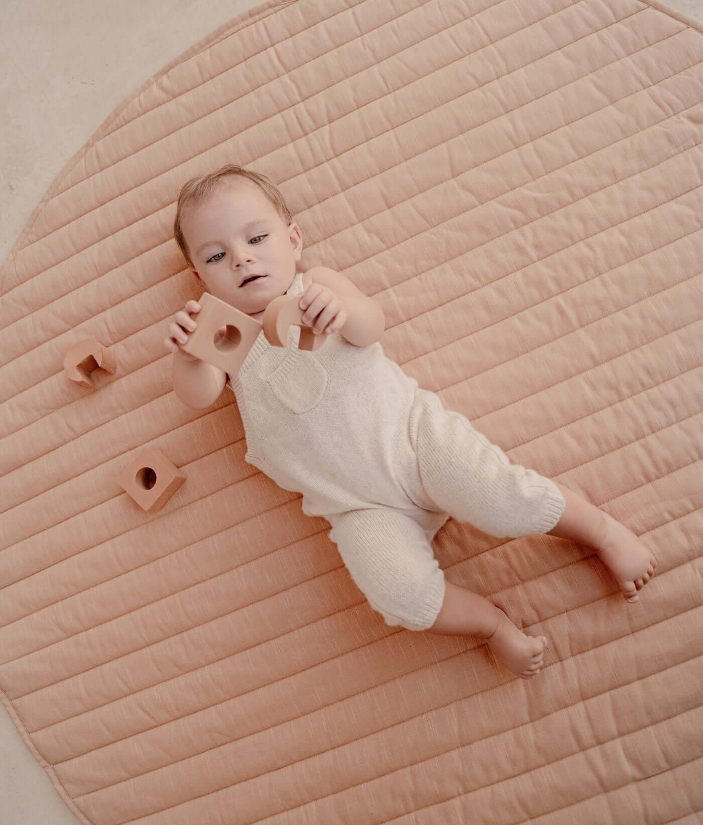 Quilted Cotton Reversible Playmats | Stripes - Sandstone